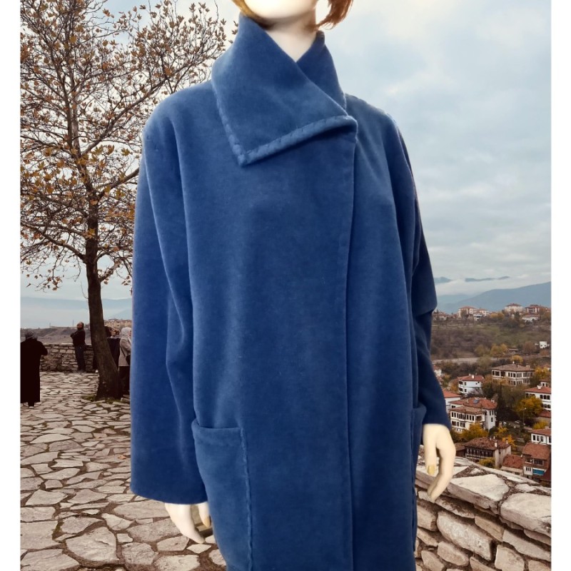 MANTEAU LONG AMANDINE EN LAINE POLAIRE 100 % FABRIQUE EN FRANCE